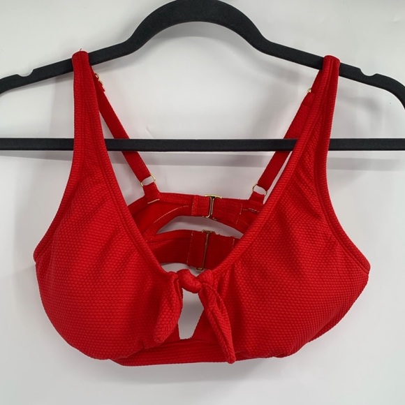 KONA SOL Red Bikini Top Tie Front Keyhole - Picture 2 of 4